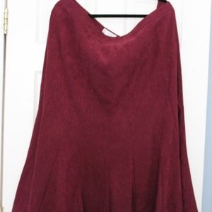 Burgandy Faux Suede Dress Barn Skirt SZ 16